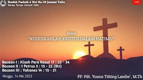 [live] Ibadah Paskah And Hut Ke 39 Jemaat Tallo Gereja Toraja Jemaat