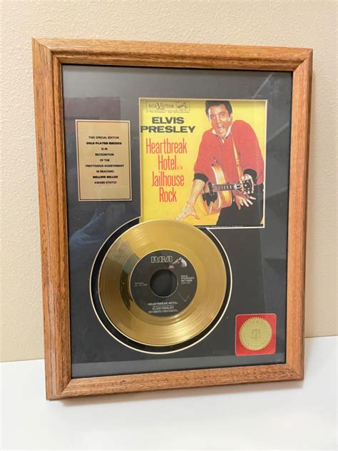 Lot 159 Framed Elvis Presley 24k Gold Plated Record 15x19 Puget