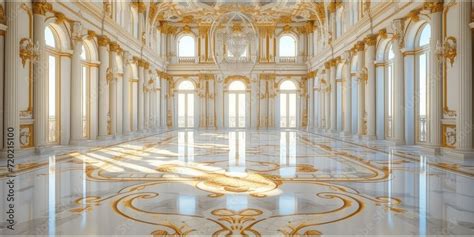 empty palaces with white marble flooring, fantasy white gold marble interior of the royal palace ...