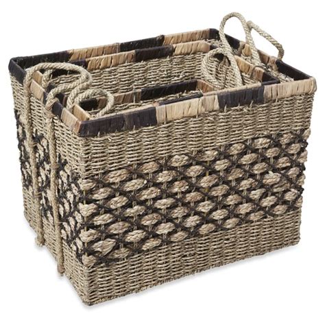 Lifestyle Traders Piece Rectangular Ecuador Water Hyacinth Basket Set