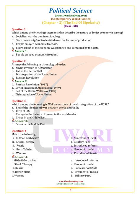 Ncert Solutions For Class Political Science Chapter For