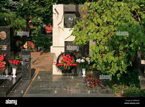 Grave Of The Soviet Leader Nikita Khrushchev At Novodevichy Cemetery In