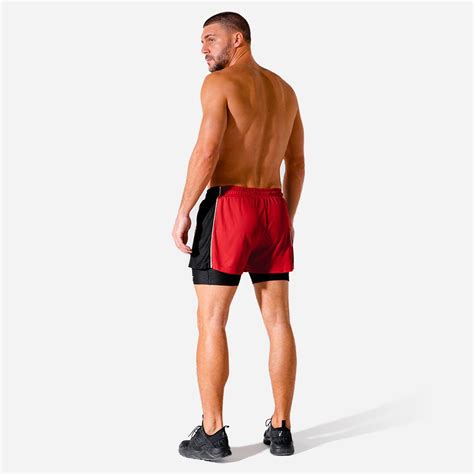 Us Hybrid 2 In 1 Shorts Red Gym Shorts Men Squatwolf