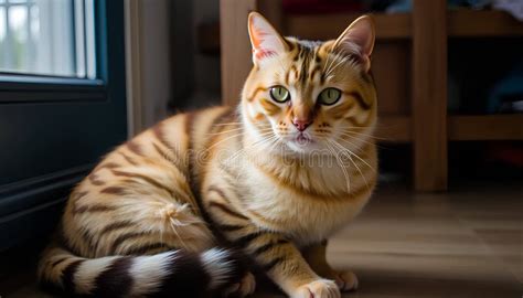 Large Orange and Black Tabby Cat Sitting 2 Stock Illustration