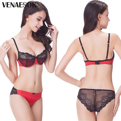 Fashion Red Lace Lingerie Women Bra Set Thin Cotton Brassiere