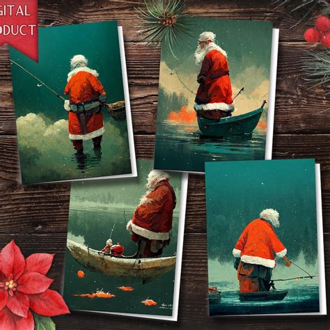 Fishing Christmas Cards Etsy