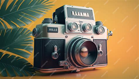 Premium Photo | Retro film camera 90s with palm background generative ai