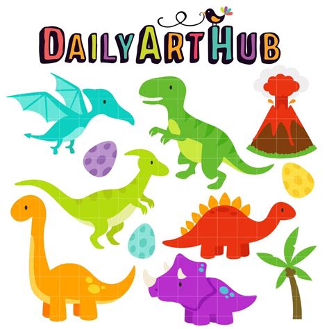 Cute Dinosaurs Clip Art Set Daily Art Hub Graphics Alphabets Svg