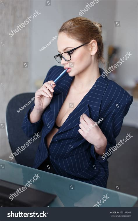 Sexy Blonde Secretary Imagine About Boss Stock Photo 763197508 Shutterstock