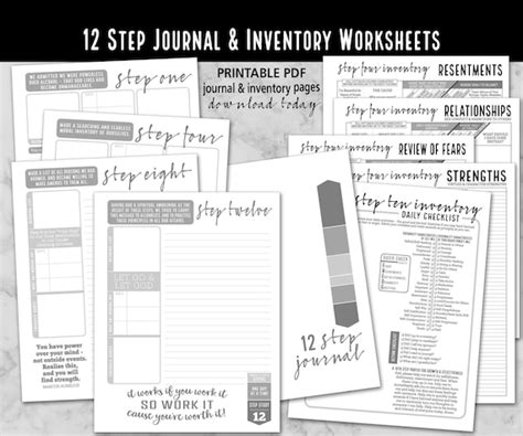 12 Step Journal Plus Step 4 Worksheets And Step 10 Inventory Etsy