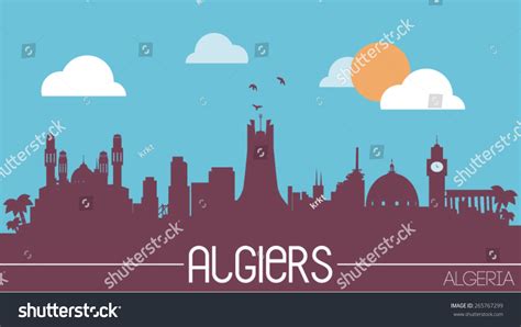 Algiers City Algeria Skyline Silhouette Flat Stock Vector (Royalty Free) 265767299 | Shutterstock