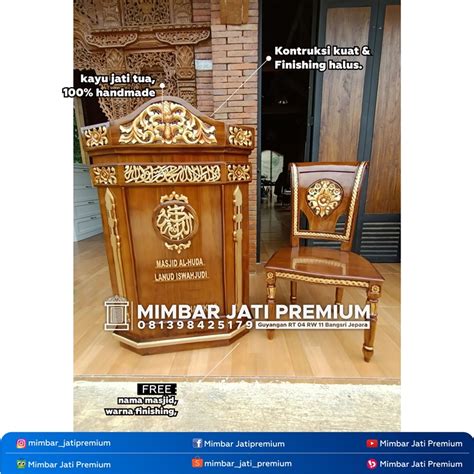 Jual Set Meja Mimbar Podium Dan Kursi Kayu Jati Ukir Jepara Khutbah