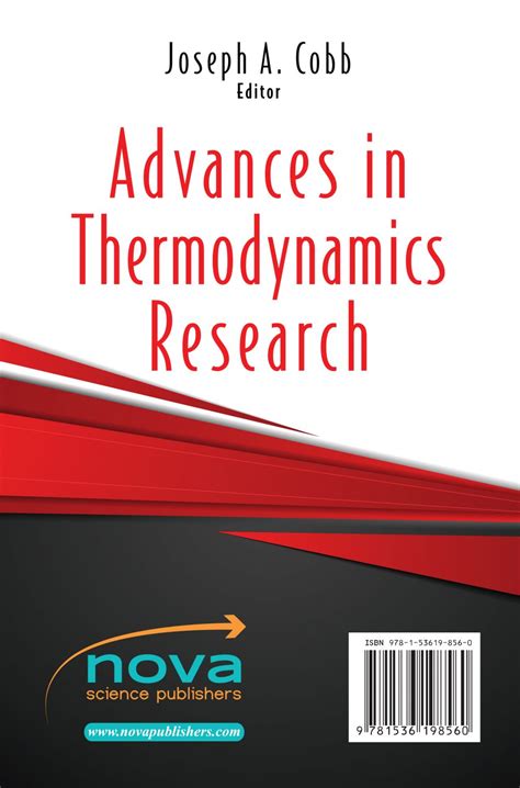 Advances In Thermodynamics Research Nova Science Publishers