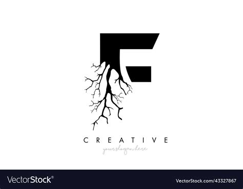 Letter F Design Logo With Creative Tree Branch Vector Image