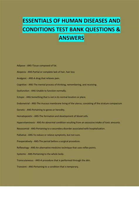 Human Diseases And Conditions Fifth Edition Answers