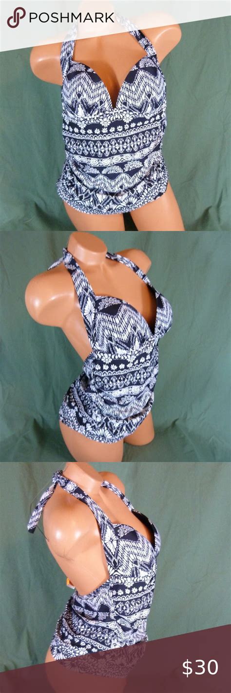 St Johns Bay Size 10 Tankini Swimsuit Top New Msrp 49 00 Padded