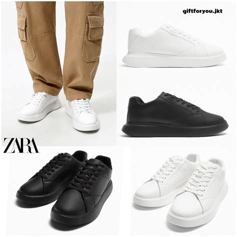 Jual Sepatu Pria Zara Monochrome Chunky Trainers Putih Hitam Man Shoes