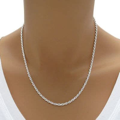 Sterling Silver Diamond Cut Rope Chain Necklace Gauge