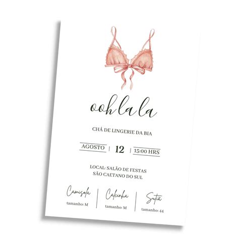 Convite Digital Virtual Chá de Lingerie Elo7 Produtos Especiais