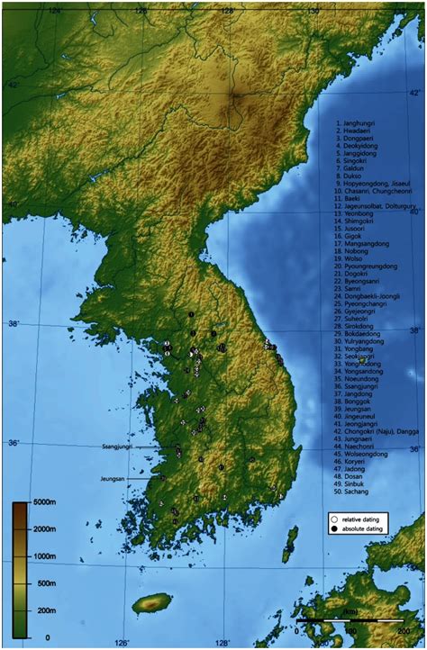 Korean Peninsula Physical Map