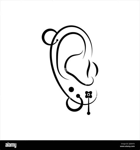 Ear Piercing Icon Creating An Opening To Wear Jewelry In Ear Vector Art Illustration Stock