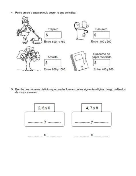 Guía De Orden Y Comparación De Números Hasta 1000 Profe Social