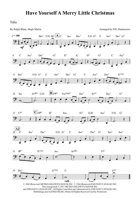 Have Yourself A Merry Little Christmas Arr P H Damasceno Sheet Music Colbie Caillat Tuba