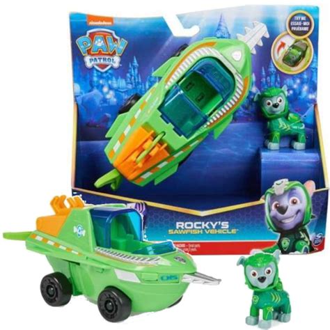 Psi Patrol Aqua Pups Zestaw Pojazd Ryba Piła Figurka Rocky Spin Master