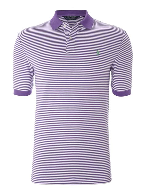 Ralph Lauren Golf Fine Striped Polo Shirt In Purple For Men Lyst