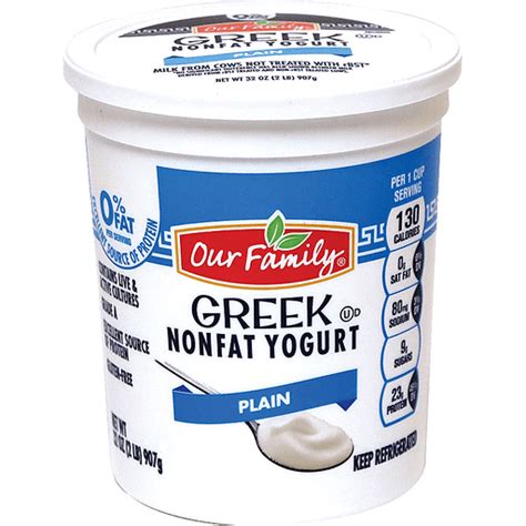 Fat Free Plain Greek Yogurt Our Family | Greek-Large Size | Family Fare