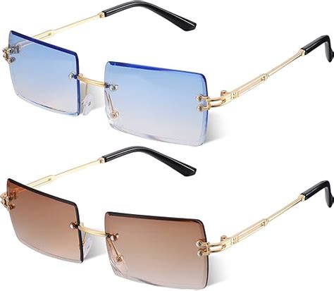 Popuppe Paar Retro Randlose Sonnenbrille Rechteck Rahmenlose