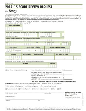 Fillable Online Ets Score Review Request Form Pdf Ets Ets Fax