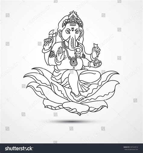 Vektor Stok Lord Ganesha Ganesh Chaturthi Indian Hindu Tanpa Royalti