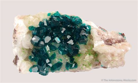 Dioptase On Calcite With Duftite Tsu Tsumeb Mine Namibia