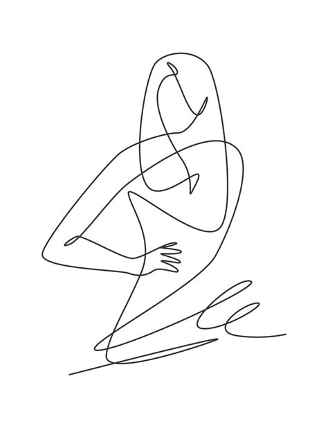 One single line drawing of minimalist beauty abstract body woman face ...