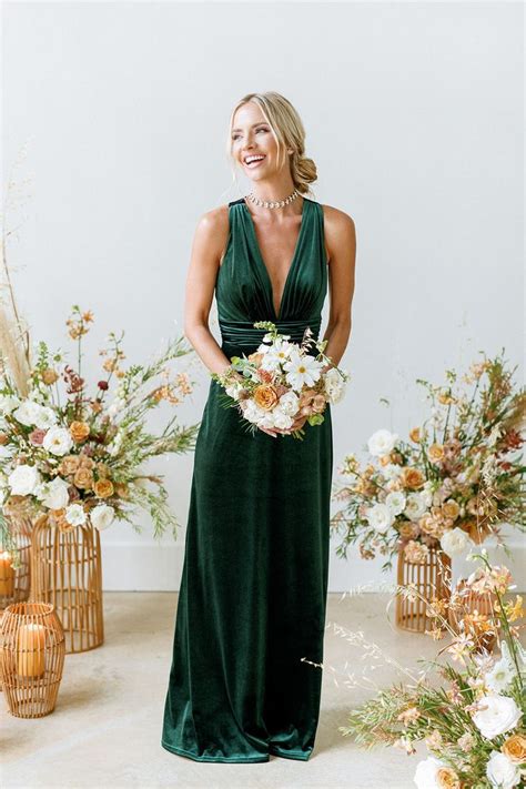 Dylan Velvet Dress Winter Bridesmaid Dresses Hunter Green Bridesmaid