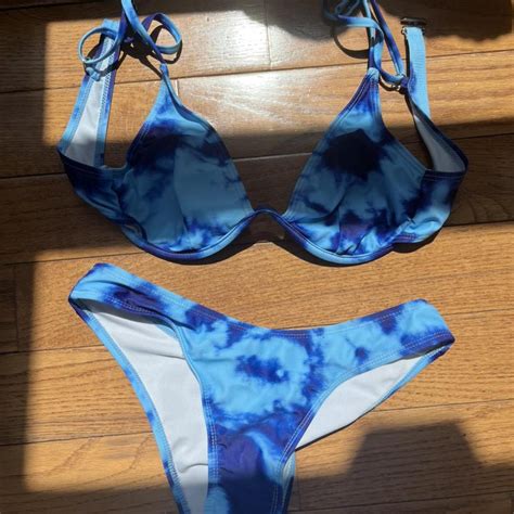 Shein Tie Dye Blue Bikini So Cute And Sexy I Never Depop