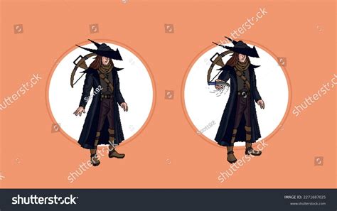 Pixel Art Style Witch Hunter Character Stock Vector (Royalty Free ...