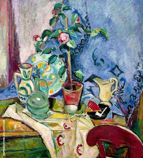 Still Life With Camelia By Oskar Moll Oil Painting Reproduction