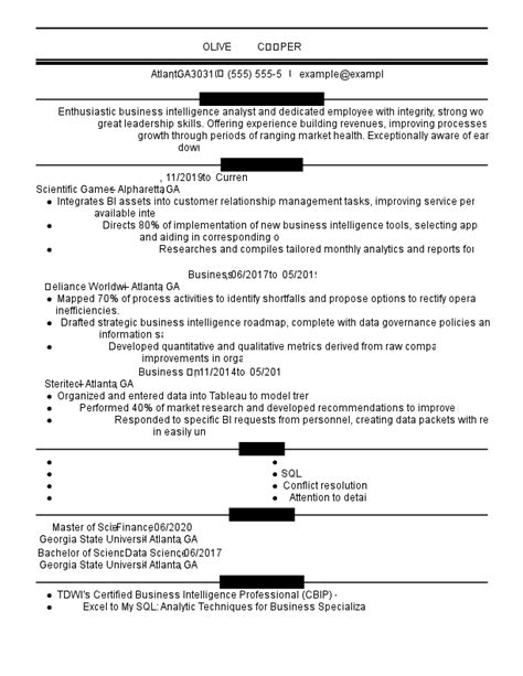 Business Intelligence Analyst Resume Examples For 2023 Template And Guide