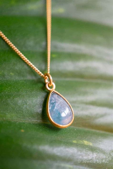 Gouden Edelsteen Ketting Met Blauwe Aquamarijn K Gold Filled Goud