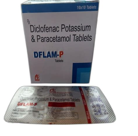 Dflam P Diclofenac Potassium Paracetamol Tablet 100 Mg Packaging Type Box At Rs 12 Strip In