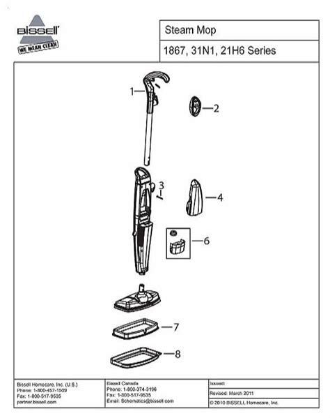 Schematic Parts Book For Bissell Model 18677 Steam Mop Vacuumsrus