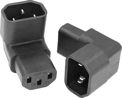 Yacsejao Iec 320 Male C14 To 90 Degree Up Right Angled C13 Power Extension Adapter