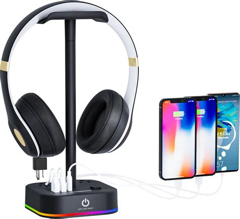 Amazon KAFRI RGB Headphone Stand With USB Charger Desk Gaming