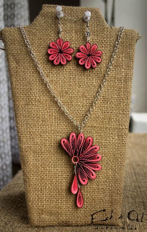 Pink Color Paper Quilled Eco Friendly Earring And Necklace Etsy