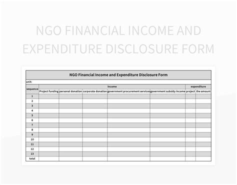 Ngo Financial Income And Expenditure Disclosure Form Excel Template And