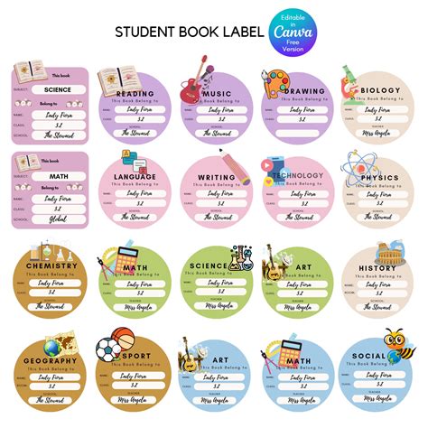 Editable Student Book Label - Etsy