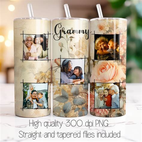 Photo Tumbler Wrap Add Your Own Photos Sublimation Png Design Grammy