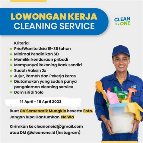 Lowongan Kerja April 2022 Cleaning Service Clean One INFO LOKER SOLO